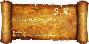 Sinka Mátyás névjegykártya